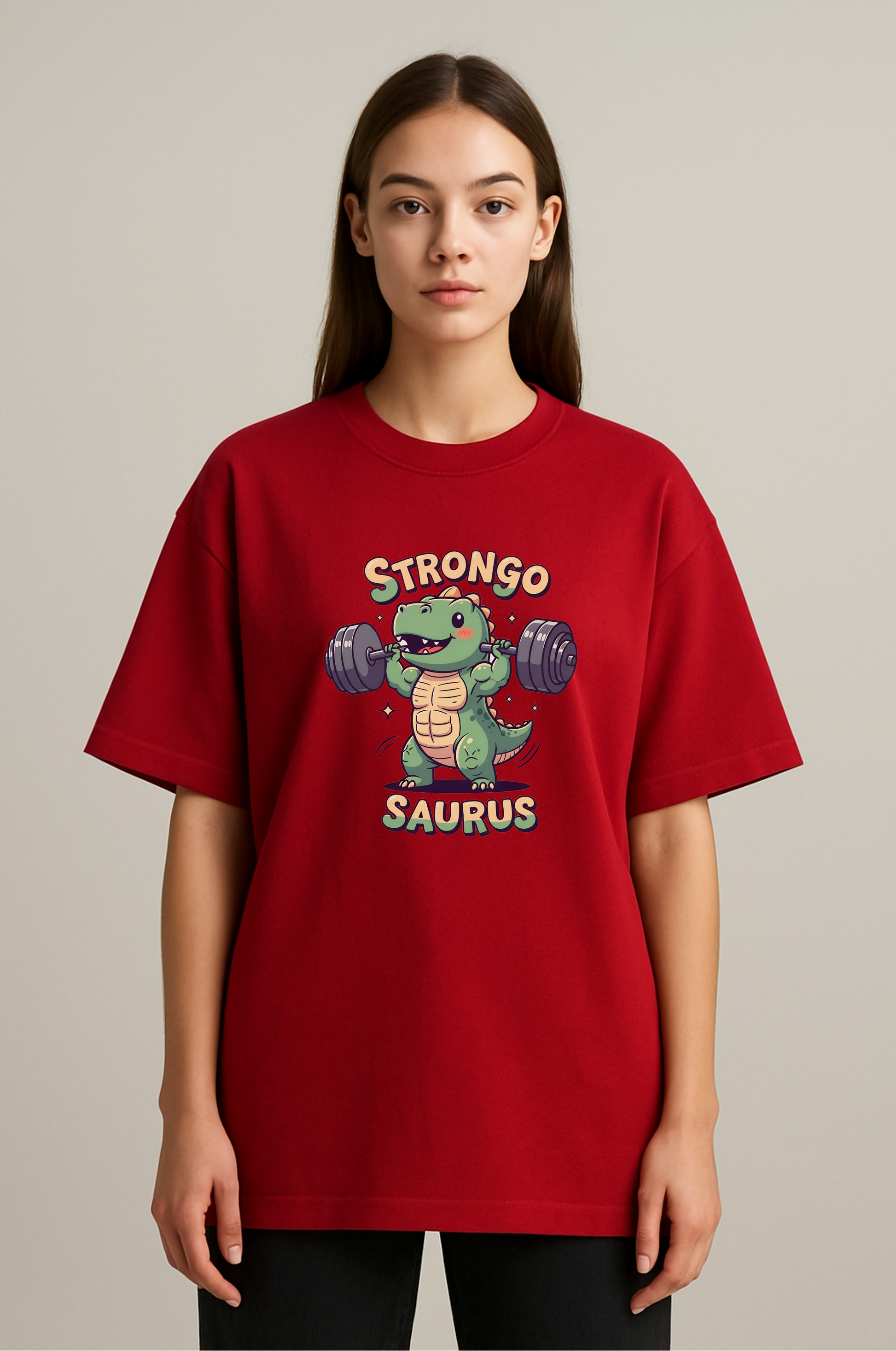 Strong-Saurus | Oversized Printed T-Shirt
