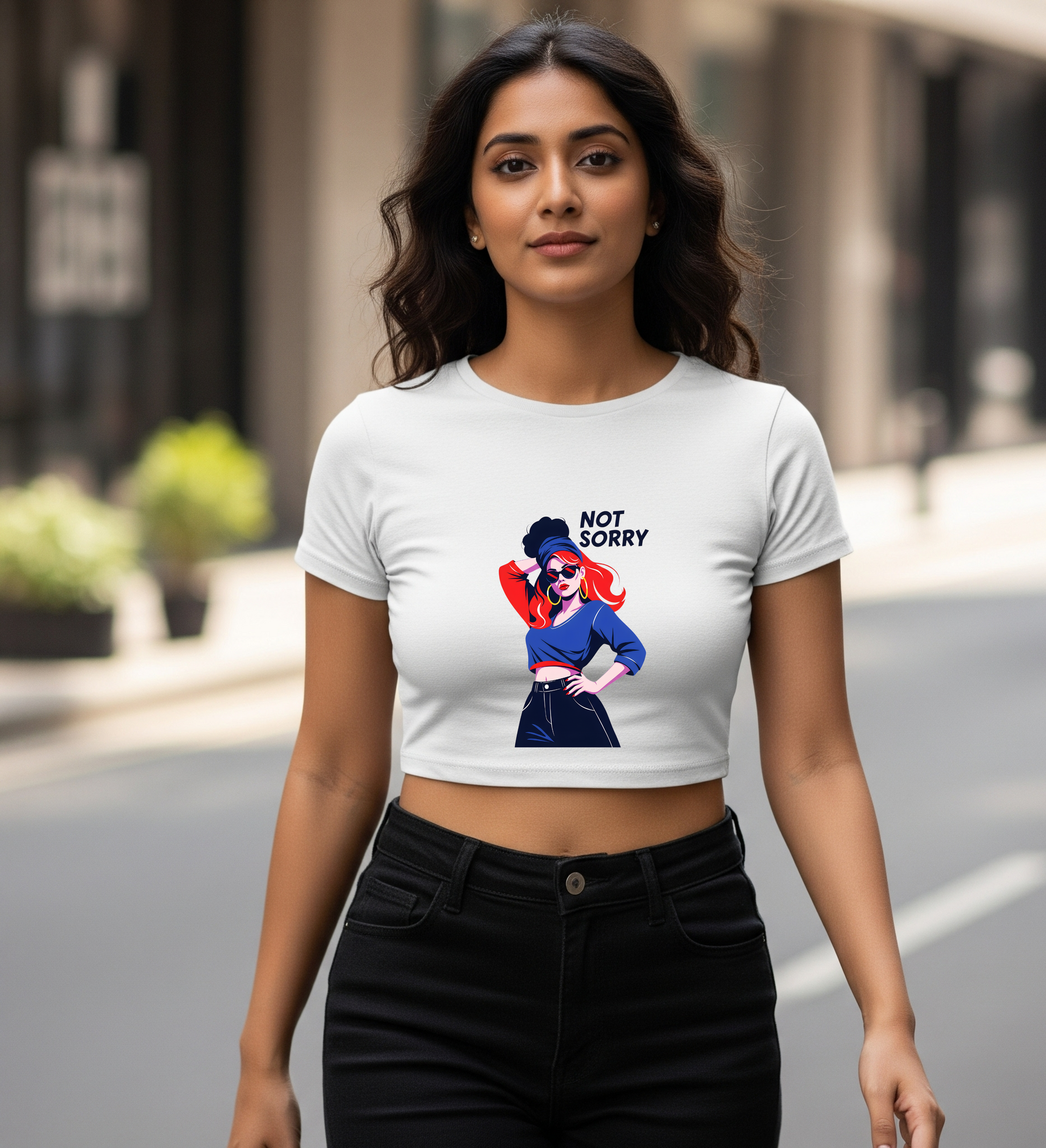 No sorry | Women's Printed Crop Top