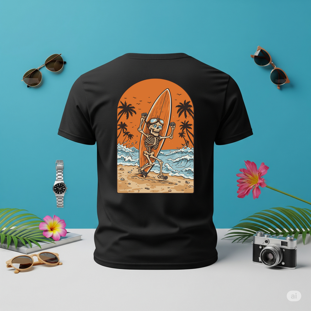 Surfer Skeleton | Men Printed T-Shirt