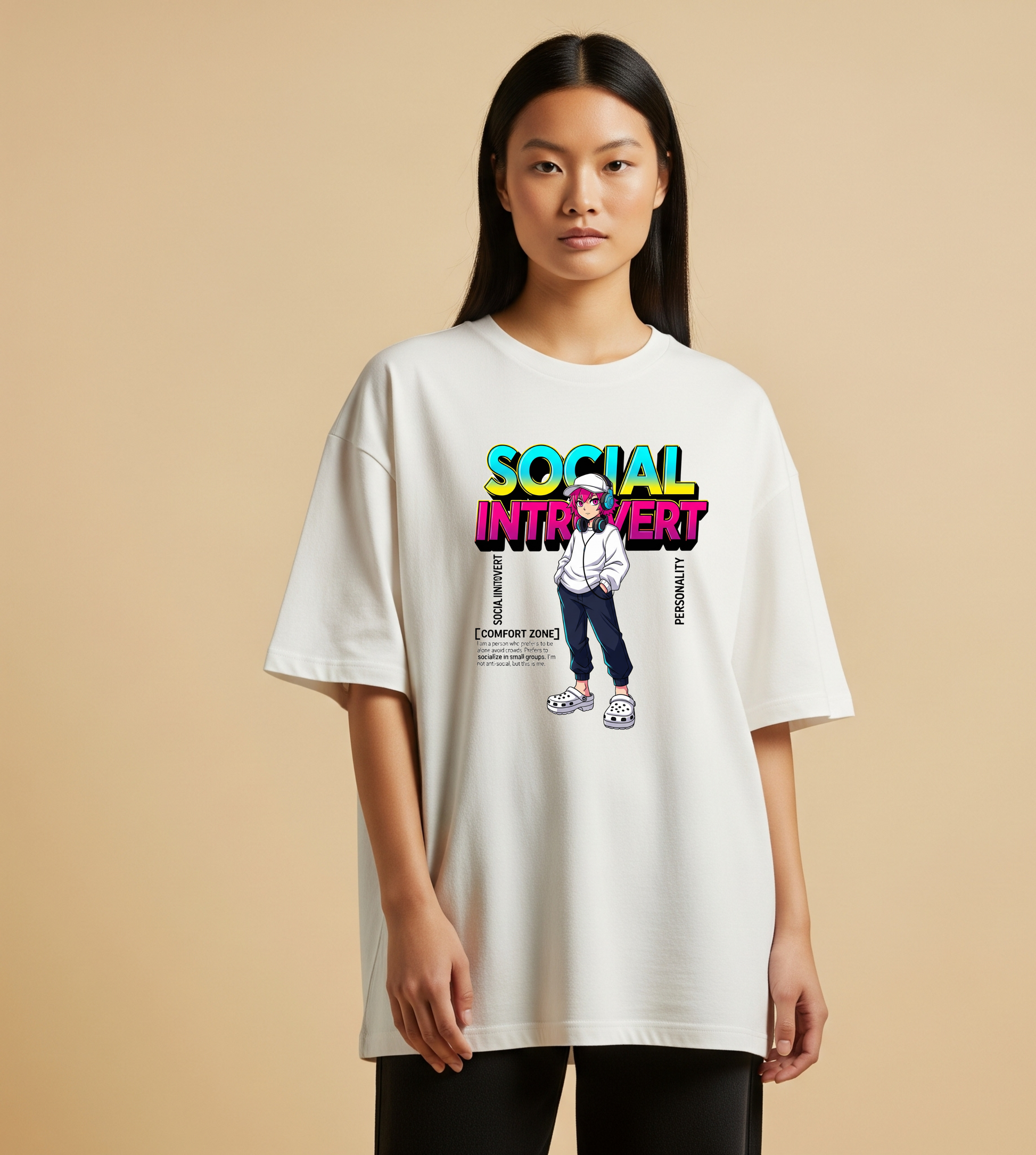 INTROVERT | Women's Oversized Printed T-Shirt