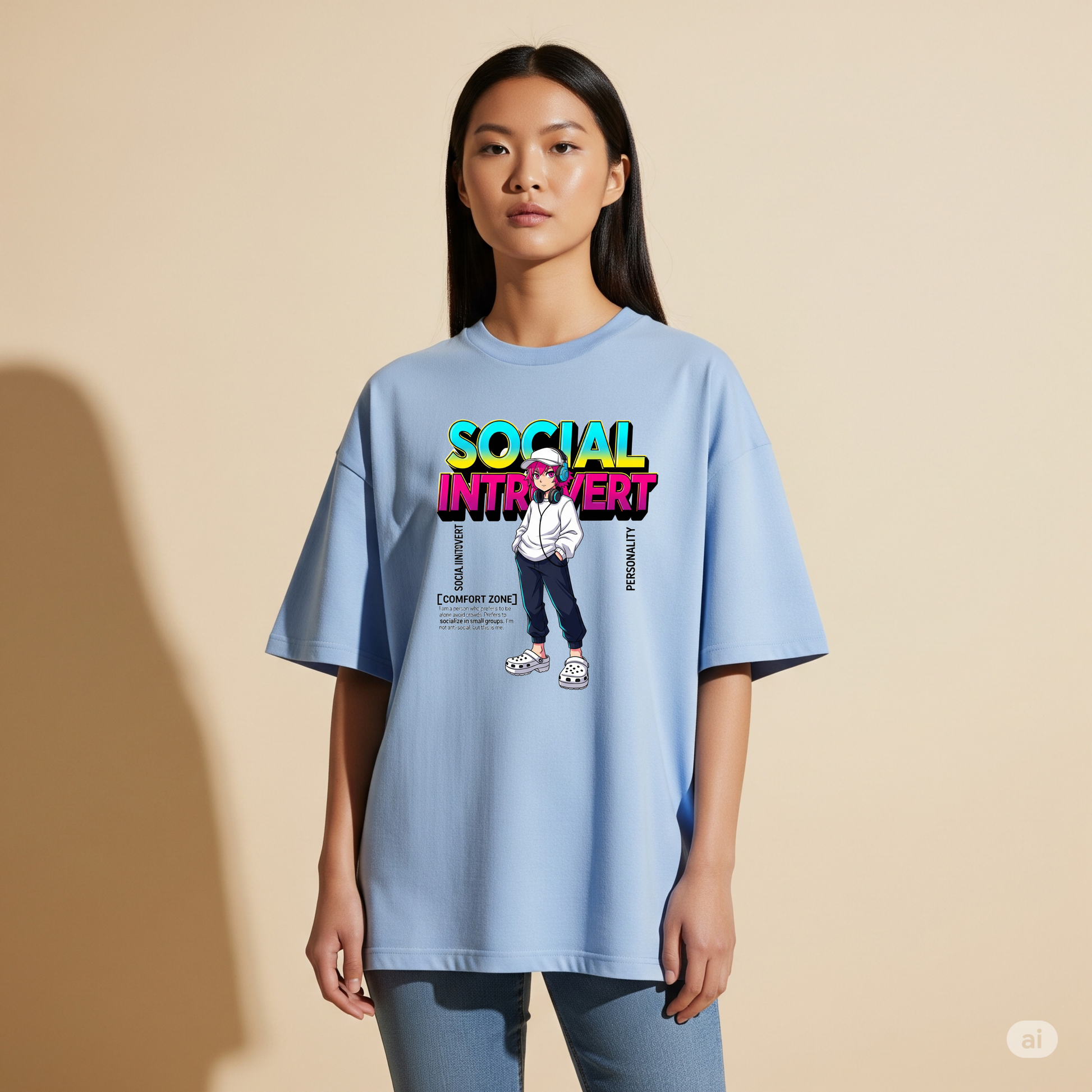 INTROVERT | Women's Oversized Printed T-Shirt