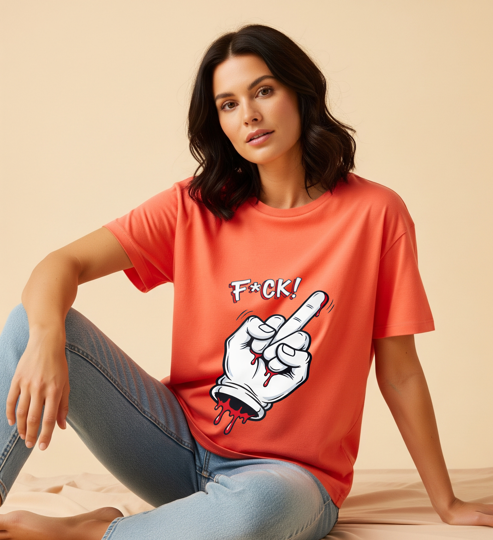 Fcuk | Women's Oversized Printed T-Shirt