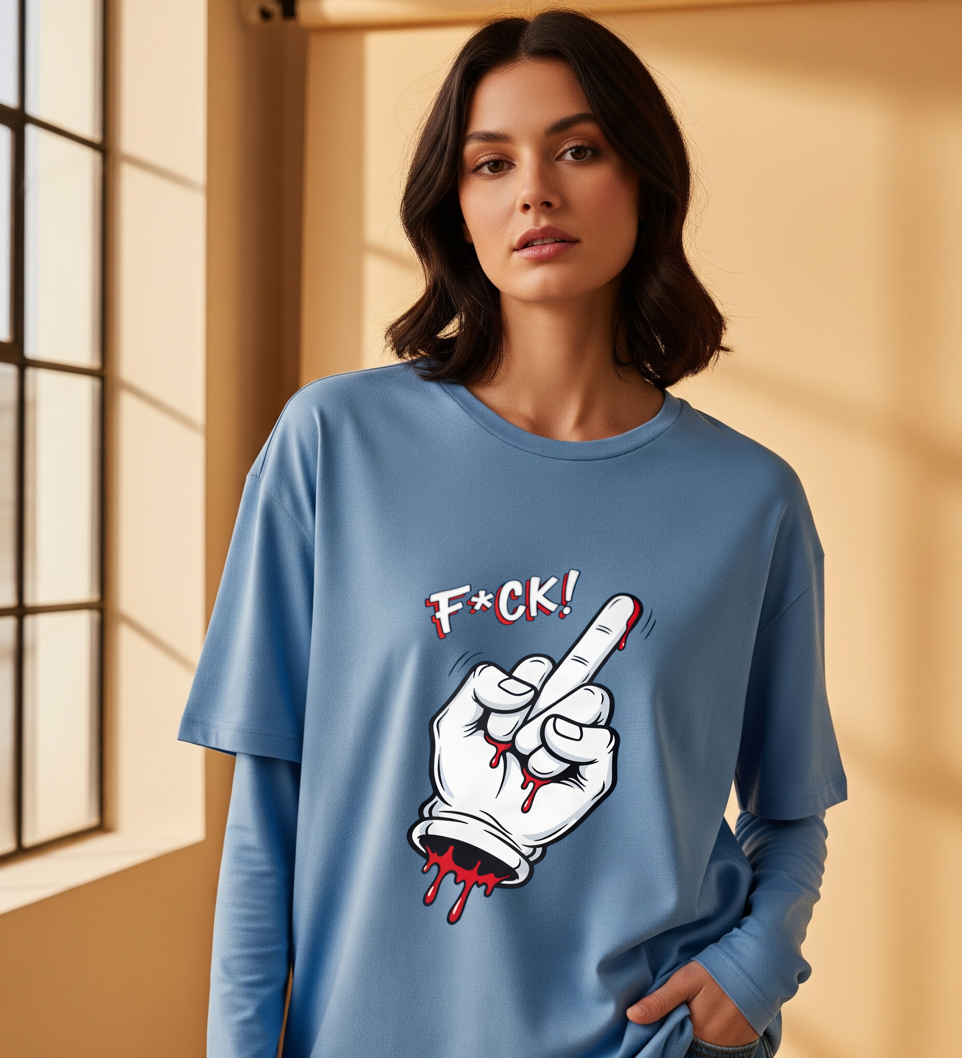 Fcuk | Women's Oversized Printed T-Shirt