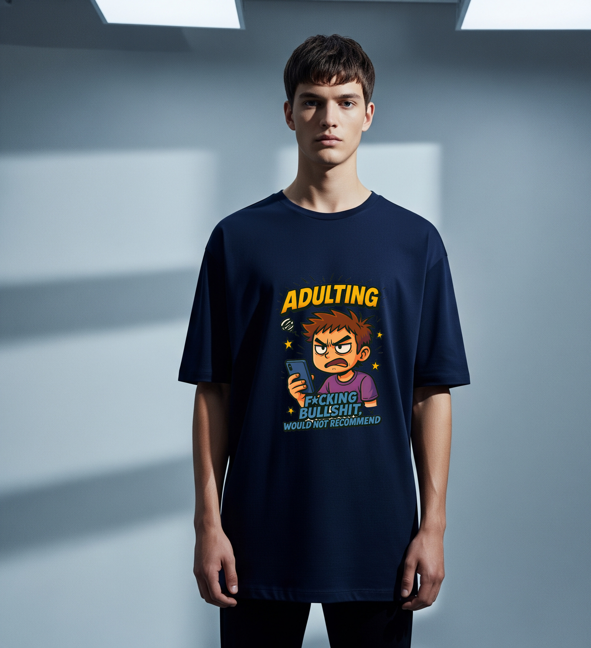 Adulting | Men's Oversized Printed T-Shirt