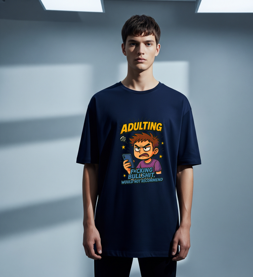 Adulting | Men's Oversized Printed T-Shirt