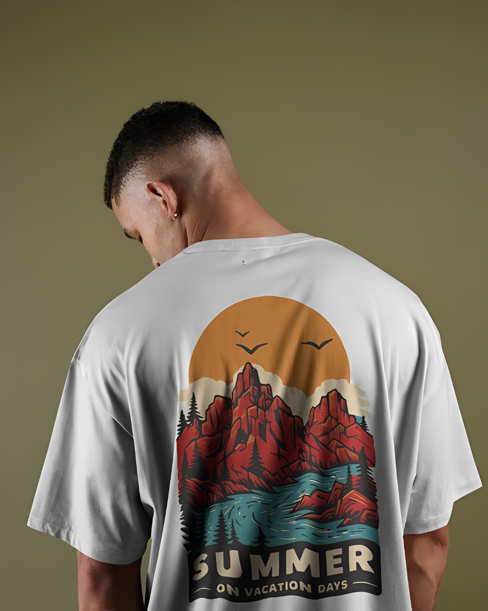 River Holiday | Men Oversized Printed T-Shirt