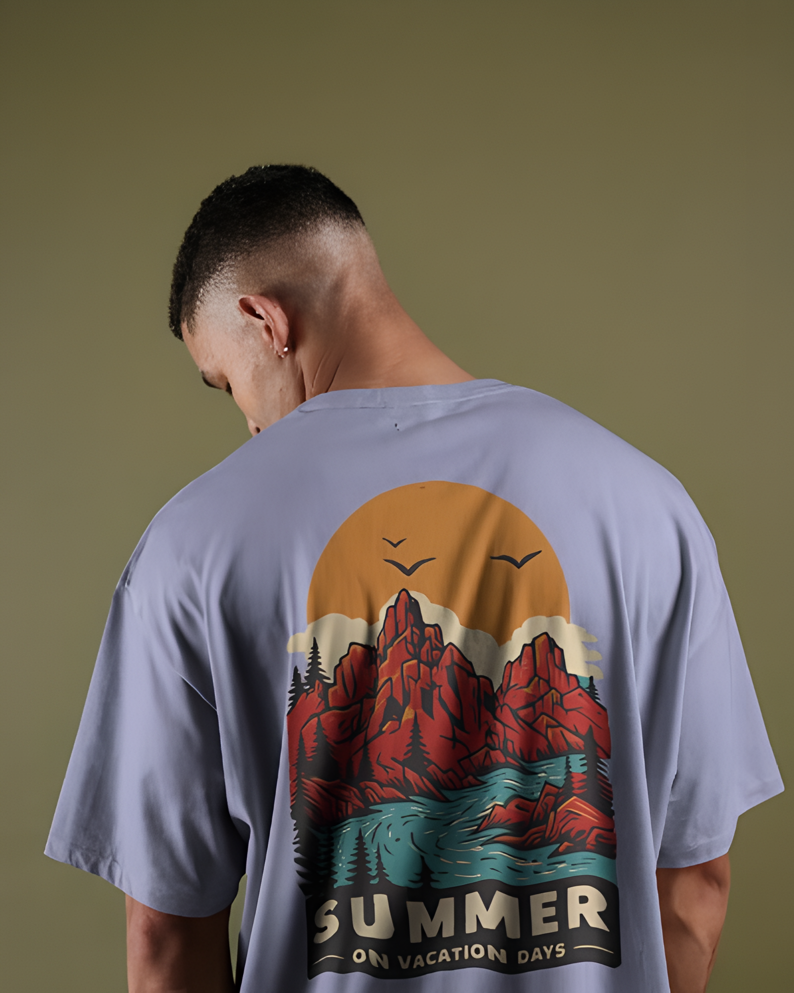 River Holiday | Men Oversized Printed T-Shirt